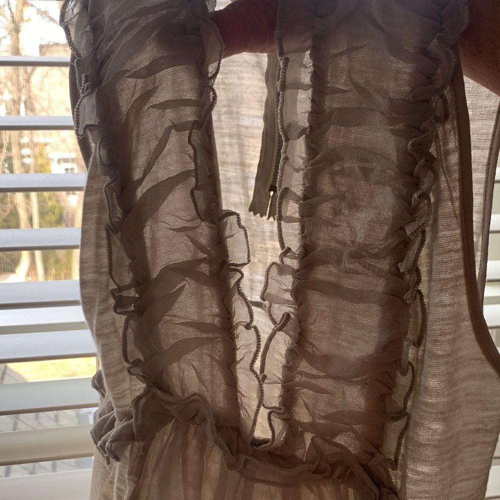 Line & Dot Ruffled V-Neck Blouse in Gray - Picture 8 of 8
